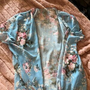 SHEIN Floral Blue Kimono Cardigan